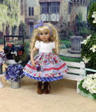 Alpine Garden - dirndl ensemble with tights & boots for Little Darling Doll or 33cm BJD