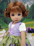 Alpine Lilacs - dirndl ensemble with tights & boots for Little Darling Doll or 33cm BJD