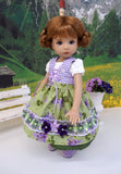 Alpine Lilacs - dirndl ensemble with tights & boots for Little Darling Doll or 33cm BJD