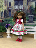 Alpine Paisley - dirndl ensemble with tights & shoes for Little Darling Doll or 33cm BJD