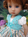 Alpine Rosebud - dirndl ensemble with tights & boots for Little Darling Doll or 33cm BJD