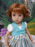 Alpine Rosebud - dirndl ensemble with tights & boots for Little Darling Doll or 33cm BJD