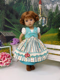 Alpine Rosebud - dirndl ensemble with tights & boots for Little Darling Doll or 33cm BJD