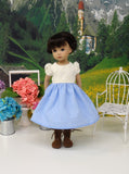 Alpine Summer - dirndl ensemble with tights & boots for Little Darling Doll or 33cm BJD