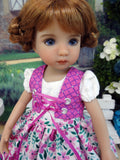 Alpine Sweet Pea - dirndl ensemble with tights & boots for Little Darling Doll or 33cm BJD