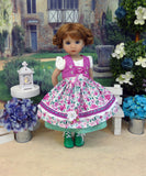 Alpine Sweet Pea - dirndl ensemble with tights & boots for Little Darling Doll or 33cm BJD