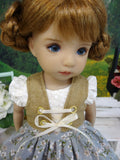 Alpine Wildflowers - dirndl ensemble with tights & boots for Little Darling Doll or 33cm BJD