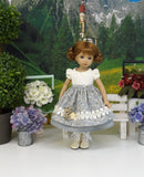 Alpine Wildflowers - dirndl ensemble with tights & boots for Little Darling Doll or 33cm BJD