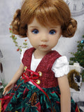 Alpine Winter Apple - dirndl ensemble with tights & boots for Little Darling Doll or 33cm BJD
