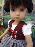 Alpsee Rosebuds - dirndl ensemble with tights & boots for Little Darling Doll or 33cm BJD