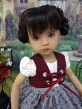 Alpsee Rosebuds - dirndl ensemble with tights & boots for Little Darling Doll or 33cm BJD