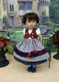 Alpsee Rosebuds - dirndl ensemble with tights & boots for Little Darling Doll or 33cm BJD