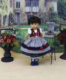 Alpsee Rosebuds - dirndl ensemble with tights & boots for Little Darling Doll or 33cm BJD