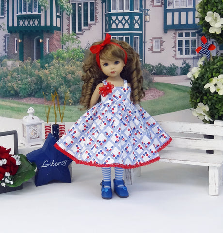 American Posy - dress, tight & shoes for Little Darling Doll or 33cm BJD