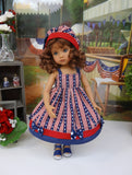 American Stripes - dress, hat & sandals for Little Darling Doll or 33cm BJD