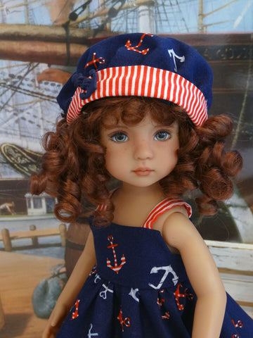 Anchors Away - dress, hat, tights & shoes for Little Darling Doll