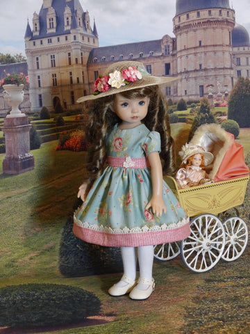 Antique Rose - dress, hat, tights & shoes for Little Darling Doll