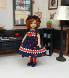 Apple for Teacher - dress, hat, tights & shoes for Little Darling Doll or other 33cm BJD