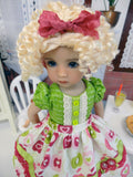 Apple Slices - dress & apron ensemble with tights & shoes for Little Darling Doll or 33cm BJD