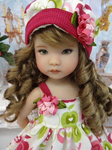Apple Tart - dress, hat, tights & shoes for Little Darling Doll or 33cm BJD