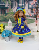 April Garden - dress, hat, tights & shoes for Little Darling Doll or 33cm BJD