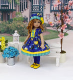 April Garden - dress, hat, tights & shoes for Little Darling Doll or 33cm BJD