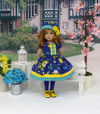 April Garden - dress, hat, tights & shoes for Little Darling Doll or 33cm BJD