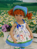 April Showers - babydoll top, bloomers, kerchief & sandals for Little Darling Doll