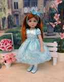 Aqua Mist - dress, slip, tights & shoes for Little Darling Doll or 33cm BJD