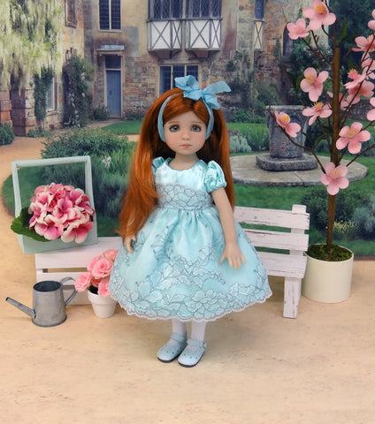 Aqua Mist - dress, slip, tights & shoes for Little Darling Doll or 33cm BJD