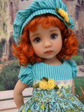 Aquamarine Garden - dress, hat, tights & shoes for Little Darling Doll or 33cm BJD