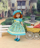 Aquamarine Garden - dress, hat, tights & shoes for Little Darling Doll or 33cm BJD