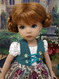 Austrian Aviary - dirndl ensemble with tights & boots for Little Darling Doll or 33cm BJD