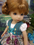 Austrian Aviary - dirndl ensemble with tights & boots for Little Darling Doll or 33cm BJD