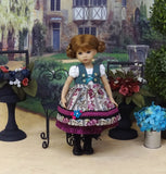 Austrian Aviary - dirndl ensemble with tights & boots for Little Darling Doll or 33cm BJD