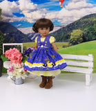 Austrian Beauty - dirndl ensemble with tights & boots for Little Darling Doll or 33cm BJD