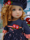 Autumn at Midnight - dress, hat, tights & shoes for Little Darling Doll or 33cm BJD