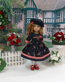 Autumn at Midnight - dress, hat, tights & shoes for Little Darling Doll or 33cm BJD