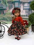 Autumn Cherries - dress, hat, tights & shoes for Little Darling Doll or 33cm BJD