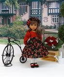 Autumn Cherries - dress, hat, tights & shoes for Little Darling Doll or 33cm BJD