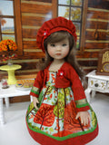 Autumn Forest - dress, jacket, beret, tights & shoes for Little Darling Doll or 33cm BJD