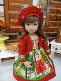 Autumn Forest - dress, jacket, beret, tights & shoes for Little Darling Doll or 33cm BJD