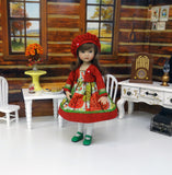 Autumn Forest - dress, jacket, beret, tights & shoes for Little Darling Doll or 33cm BJD