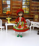 Autumn Forest - dress, jacket, beret, tights & shoes for Little Darling Doll or 33cm BJD