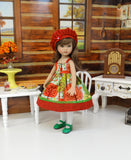 Autumn Forest - dress, jacket, beret, tights & shoes for Little Darling Doll or 33cm BJD