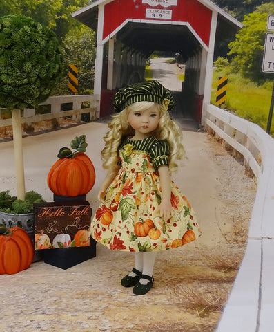 Autumn Harvest - dress, beret, tights & shoes for Little Darling Doll or other 33cm BJD