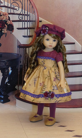 Autumn Meadow - dress, hat, tights & shoes for Little Darling Doll or 33cm BJD