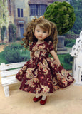 Autumn Paisley - dress, tights & shoes for Little Darling Doll or other 33cm BJD