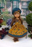Autumn Poppy - dress, hat, socks & shoes for Little Darling Doll or 33cm BJD