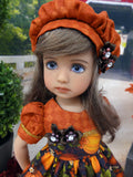 Autumn Pumpkin - dress, beret, tights & shoes for Little Darling Doll or 33cm BJD